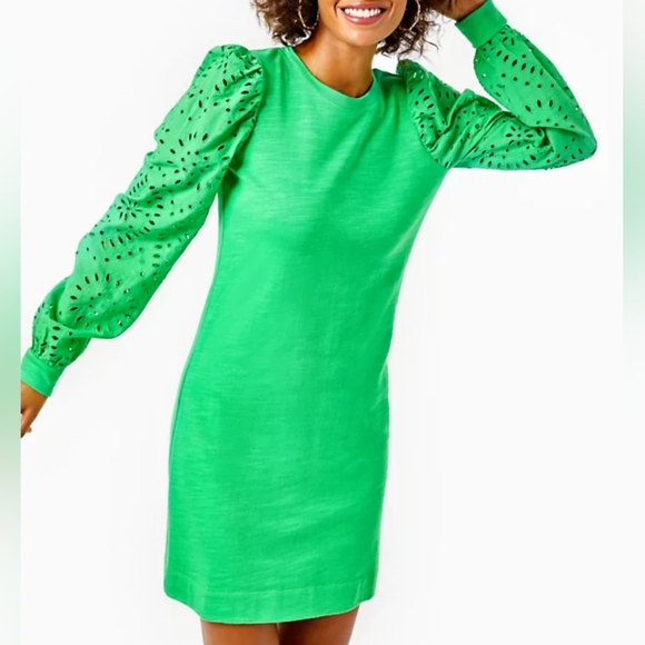💚 Lilly Pulitzer💚 Jasona green eyelet dress XS - Picture 2 of 9